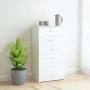 Sideboard with 7 Drawers White 50x34x96 cm Chipboard