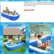 Inflatable Pool Evajoy 118'' X 72'' X 20'' Above Ground Pool Kiddie Pool BALLPIT
