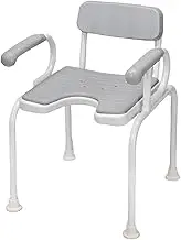 SJIALEN Shower Chair, Adjustable 5 Height Nonslip Bath Stool with Padded Armrests Backrest Disabled Elderly Safety Shower Chair Shower Chair(Light Grey)