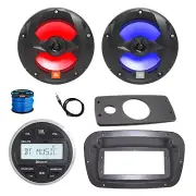 JBL Marine Radio, Spa Bezel, Adapter, 2x 6.5" 225W LED Black Speaker w/ANT, Wire