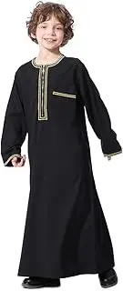 [YOOCHUENG] Children's Abaya Kaftan, Muslim Children Boys Jubba Thobe, Kaftan Children Boys, Prayer Clothing for Children, Dubai Long Sleeve Jubba Thobe for Boys, Eid Dresses
