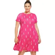 NWT Torrid Mini Super Soft Fit N Flare Dress In Pineapple Size 2X Shift Barbie
