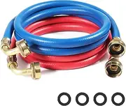 Premium Rubber Burst Proof Washer Hoses With 90 Degree Elbows Universal Fit to Hot and Cold Water 3/4" Connection Water Supply Lines (2 PACK) - 5 Years Quality Assurance (8FT ELBOW)