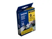 Brother P-Touch 9mm Black Text On Yellow Labelling Tape - 8 metres TZe-621