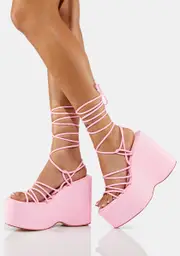 [SIMMI] Pink Nolia Lace Up Platform Wedges