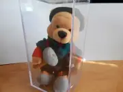 DISNEY WINNIE THE POOH LUMBERJACK POOH PLUSH MINI BEAN BAG 8" WITH ACRYLIC BOX