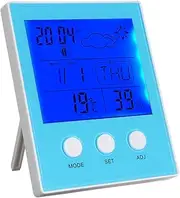 Digital Temperature and Humidity with Alarm Clock Function Portable Hygrometer and Thermometer for Home Office and Warehouse Use Blue