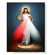 GGP Wall Art 70Cmx100Cm Jesus Divine Mercy I Trust In You Black Frame Canvas