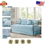Antimicrobial Blue Daybed Cover Set - Reversible with Decorative Pillow Included