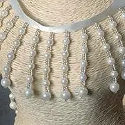 Tassel Fringe Trim, 2 Yards Pearl Bead Pendant Ribbon Lace Trim DIY Wedding Dress Clothes Curtain Lampshades Decorative(6.5cm)