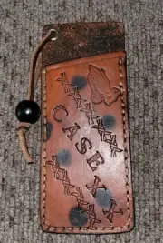 Leather EDC pocket knife slip pouch case sheath fits 4-5 inch folding knives