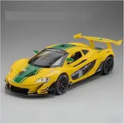 Die-cast Diecast 1:22 for McLaren P1 GTR Sports Car Model 3 Doors Opened Pull Back Sound Light Mini Racing Vehicles Model Miniature Vehicle(Yellow)