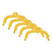 5Pcs Plastic Purse Frame,3.3" Retro Arch Kiss Lock Clasp Frame Embossed,Yellow