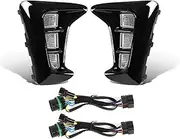 Fog Lights Car LED Daytime Running Light Front Fog Lamp Dynamic Turn Signal Light White Yellow Blue For Kia For Pegas 2018 2019 12V Accessories Fog Light Lamp Assembly(Type B)