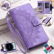 Leather Zip Wallet Case Flip Cover For iPhone 16 15 14 13 12 11 Pro Max 8 Plus