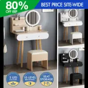 ALFORDSON Dressing Table Stool Set Makeup Mirror Vanity Desk LED Lights