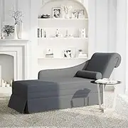 Chaise Lounge Right Armrest - Dark Grey Velvet Upholstered Sofa for Living Room, Bedroom & Lounge | Comfortable Bolster Support, Modern Design | Perfect for Small Spaces & Relaxation