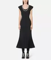 ($1495) CHRISTOPHER KANE FLOWER CUPCHAIN CREPE DRESS, SIZE 6