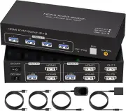 8K KVM Switch 2 Monitors 2 Computers HDMI 4K@120Hz Dual Monitor KVM Switches 2 P