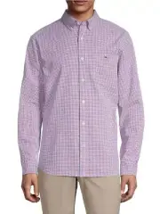 Vineyard Vines L9519 Men's Multi Red Classic Tattersall Seersucker Shirt Size XL