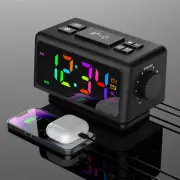 RGB Digital Alarm Clock Radio RGB Colorful LED Display Electronic Desk Clock