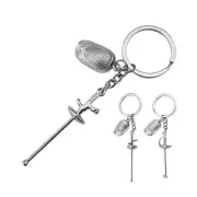 2x Mini Fencing Keyring Metal Key Ring With Fencing Pendant Sports Lovers Gift