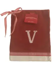 Wondershop Christmas Cloth Drawstring Gift Bag Monogram Letter Initial V Target