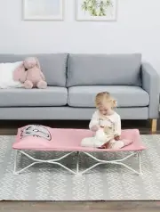 My Cot Pals Small Single Portable Toddler Bed, Cat, Pink