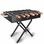 BBQ Gourmet Charcoal Grill Barbeque with 6 Skewers Stellar Black