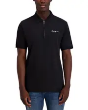 Karl Lagerfeld Paris Half Zip Signature Logo Polo Shirt
