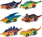 Fomatrade Dinosaur Toy Pull Back Vehicles car,Dino Pre-Kindergarten Toys for Toddlers,Pull Back Cars Toy Christmas Birthday Gifts for Kids 3 4 5 6 7 Dinosaur Toys, 6 Pack Dino Pre-Kindergarten Toys