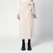[Max Mara] Beige wool and cashmere midi skirt 42 IT White