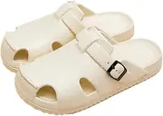 [AMZ BSHIDA] Womens Mens Clogs & Mules Flat Slippers with Arch Support, Summer Beach Slides Adjustable Buckle Slip-on Shoes