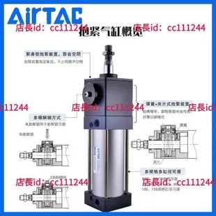 可開統編發票✅氣缸 亞德客型材帶鎖氣缸端鎖鎖緊氣缸BSC32/40/50/63/80/100/200/300/