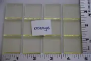 1125.30 - 12 PIECES TRANSPARENT ORANGE STRIKER 1"x 1" BULLSEYE GLASS 90 COE
