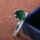 Wedding Jewelry Ring 1.70CT Princess Cut Real Green Emerald 14K White Gold Over