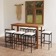 9 Piece Garden Bar Set with Cushions Black Patio Bar Sets