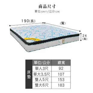 【ASSARI】藍原涼感紗乳膠透氣硬式三線獨立筒床墊(單大3.5尺)