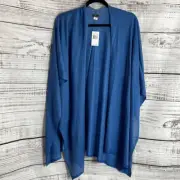 Echo Design Open Cardigan womens One Size light Beach Duster Travel blue NWT