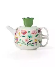 NIB Kate Spade New York Garden Floral stoneware tea for one teapot white floral