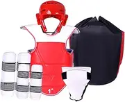Frediuo 5Pcs Taekwondo Protective Gear Padded Taekwondo Chest Pad Professional Karate Sparring Gear for MMA Sanda Sparring Training
