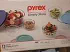 Pyrex Simply Store 12-piece Glass Storage Set, 6 Bowls & 6 Lids - 4 sizes - NEW