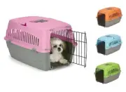 Small Dog Cat Pet Travel Crate Lightweight Pet Carrier Plastic & Wire Kennel Cab
