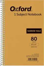Oxford 1-Subject Kraft Notebook, Narrow Rule, Kraft Cover Green Tint Paper 5"X8"