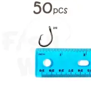 Fish WOW!® 50pcs Size 2/0 Fishing 4x strong Offset circle hook Short Shank sharp