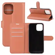 For iPhone 12 / 12 Pro Case, Lychee Texture Folio Shielding Case Wallet, Brown