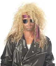 Mens 80s Heavy Metal Rock Blonde Wig