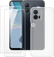 Motorola Moto G53 5G Case + 2PCS Screen Protector Tempered Glass, Ultra Thin Bumper Shockproof Soft TPU Silicone Cover Case for Motorola Moto G53j (6.5”)