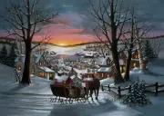 Sleigh Ride Christmas Cards Set of 15 Santa Clause Free Shipping