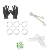 12 Pcs Hinged Ring Piercing Kit - 6 14g Hinged Ring, Needles, Forceps + More